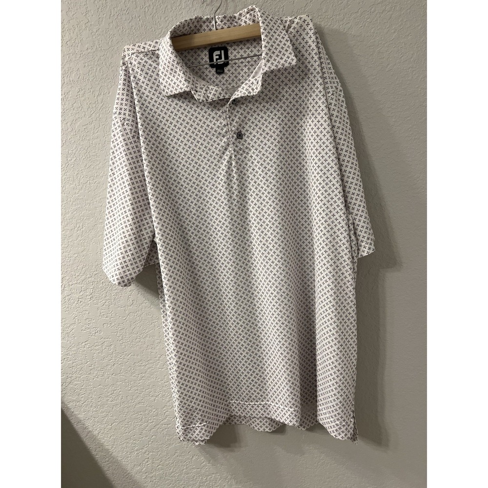 FootJoy Men's Golf Shirt White‎ Diamond Pattern Size XL